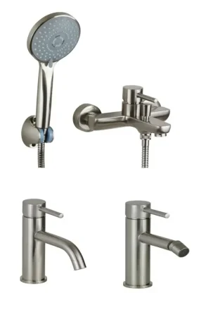 Vendita Finale Brushed Steel Bathroom Mixer Pack Pollini Jessy KITJES5NS
