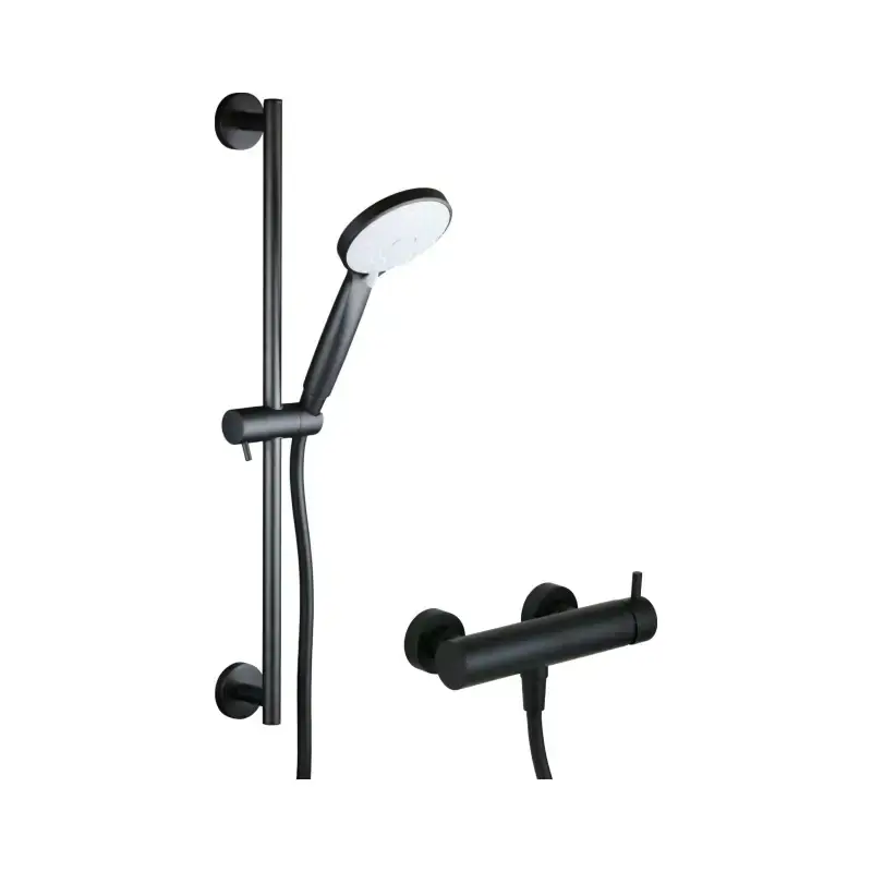 External shower mixer set complete with matt black sliding rail Pollini S8SG6703WNO Ultima Occasione