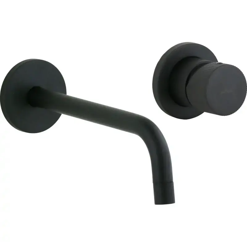 Novità Matt black wall-mounted basin mixer with 248mm long spout and Ø70 mm plates Paffoni Jo JO007NO70
