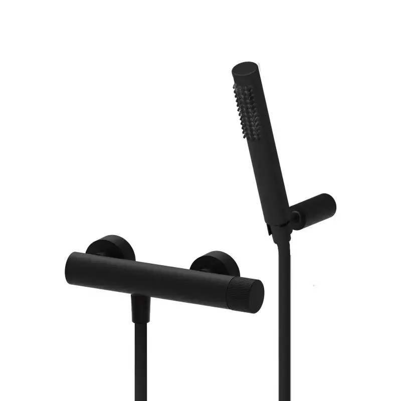 Pagamento Sicuro Matt black external shower mixer with flexible hose and wall bracket Paffoni Jo JO168DNO