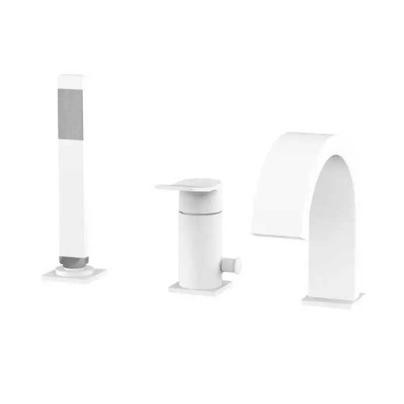 Matt white 3-hole bath mixer with waterfall spout Paffoni TILT TI040BO Non Perdere