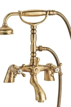 Bronze-coloured tap group for installation on the edge of the bathtub Porta&Bini Old Fashion 62502BR Must-Have