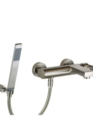 Bath mixer complete with shower set in brushed steel colour Paffoni Tango TA023ST Quantità Limitata