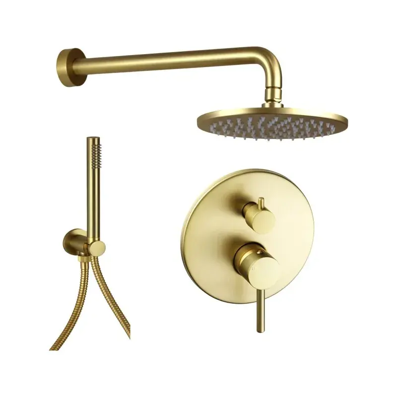 Built-in shower kit in brushed gold color with Ø20 cm shower head Pollini Jessy C477355255OS Esclusivo