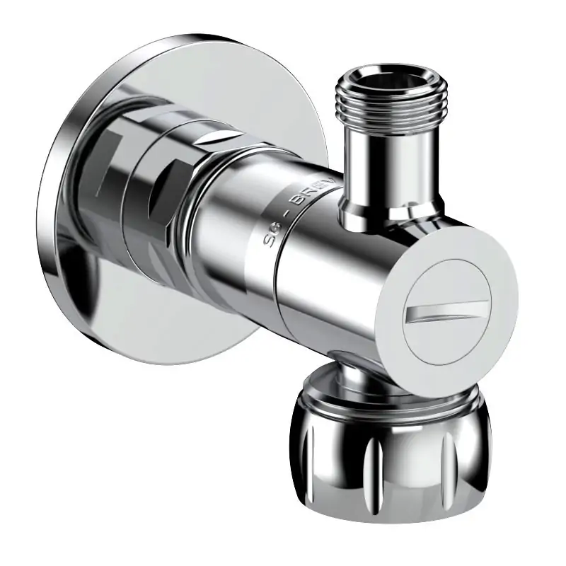 Round brass chrome plated double angle valve rapid fitting with filter and dishwasher connection INGENIUS IG103RAL Saldi