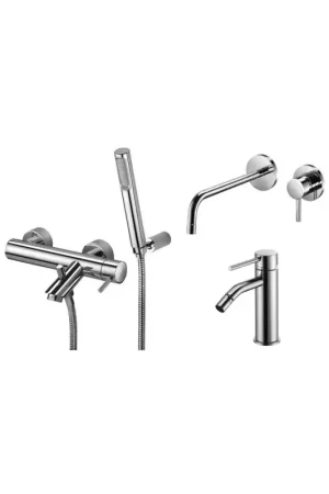 Wall-mounted sink mixer, bidet and chrome-coloured bathtub set Paffoni Light KITLIG11CR Affare