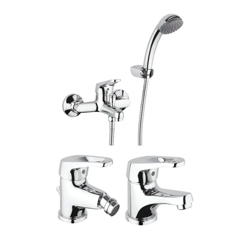 Nuova Collezione Complete bathroom tap package in chrome colour Piralla Naomi KITNAOMI4CR