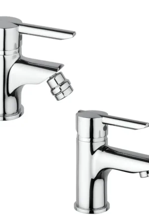 Acquista Ora Set of taps for sink and ceramic bidet in chrome colour Piralla Serena KITSER2CR