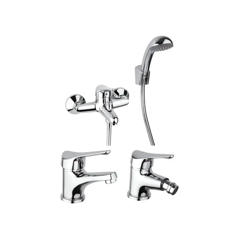 Complete bathroom tap set in chrome colour Piralla Ariel KITARIEL4CR Spedito Oggi