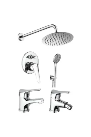 Complete bathroom tap kit in chrome colour Piralla Ariel KITARIEL6CR Nuovo Arrivo