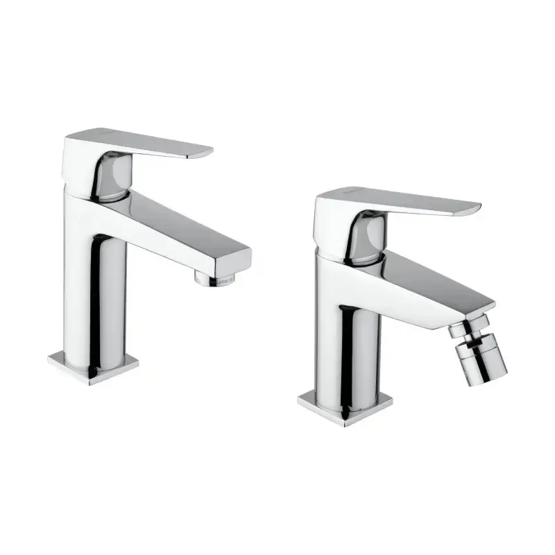 Ultime Pezzi Chrome-coloured basin and bidet mixer kit Piralla Iceberg KITICE2CR