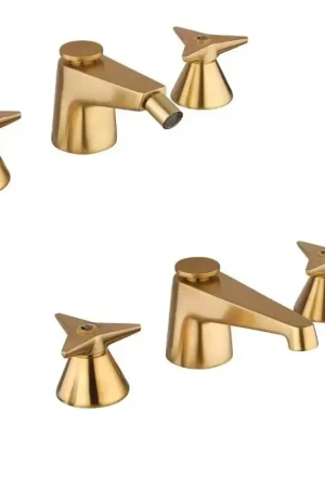 3-hole washbasin and bidet set in brushed brass colour Mamoli Gio Ponti KITGIOG4 Prezzo Ridotto