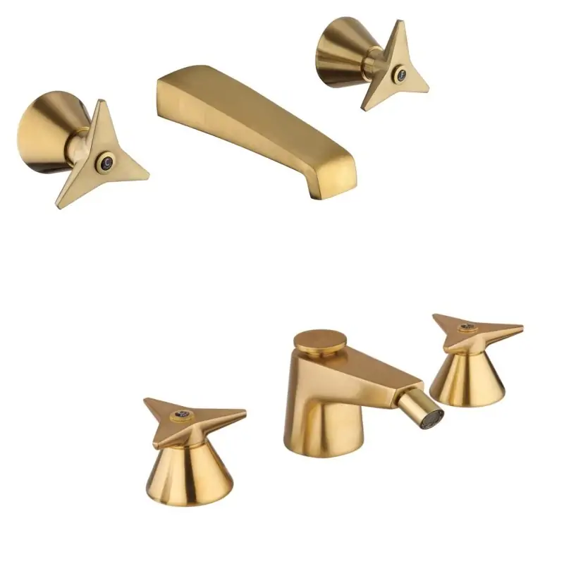 Wall-mounted sink and bidet mixer set 3 holes brushed brass color Mamoli Gio Ponti KITGIOG5 Saldi