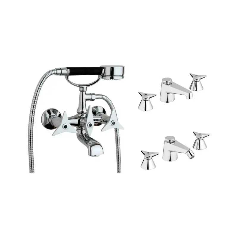Set of 3-hole basin and bidet mixers with chrome-coloured bathtub Mamoli Gio Ponti KITGIO17 Più Venduto