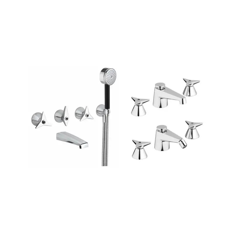 Set of 3 hole sink and bidet mixers and bath mixer, chrome color Mamoli Gio Ponti KITGIO19 Pagamento Sicuro