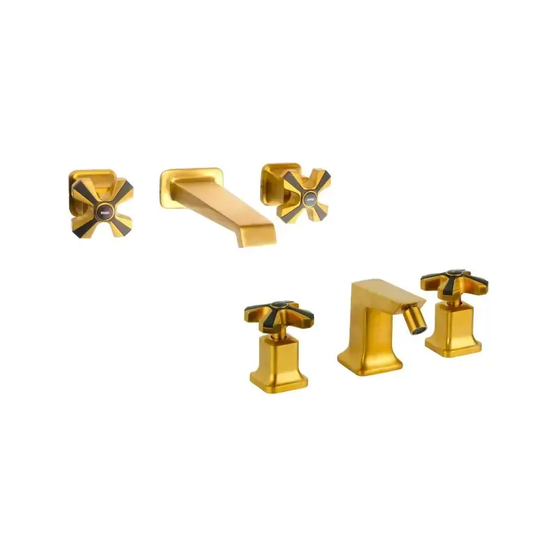 Offerta Wall-mounted sink and bidet mixer set 3 holes brushed brass color Mamoli 1938 KIT1938G5