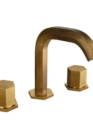 3-hole sink mixer in natural brass hexagonal model Mamoli Hexagonal 456500000057 Nuovo Arrivo