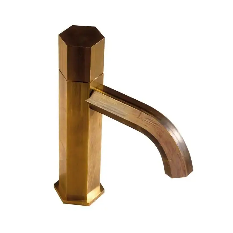 Single hole sink mixer in natural brass hexagonal model Mamoli Hexagonal 456100000057 Prezzo Scontato