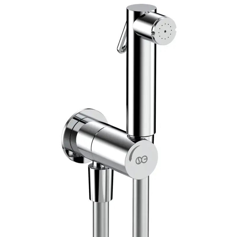 Esclusivo Brass chrome plated Hygienic hydro brush ROUND DUAL 2 jets shower set with water connection and integrated tap INGENIUS SG520