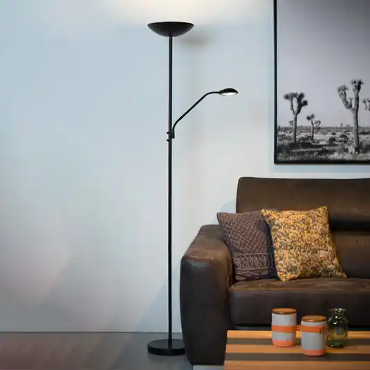 Compra Adesso Lampada a LED da pavimento Zenith con lampada a LED da lettura, nero