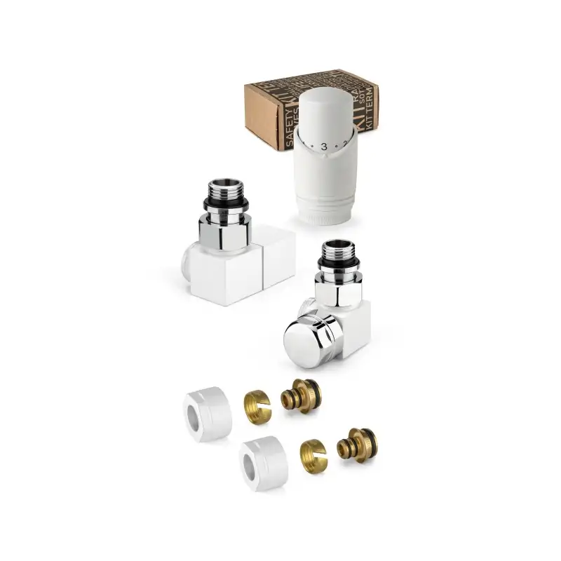 Kit of thermostatic furnishing valves, white and chrome, square model APM 137KB 015 M 16 12 Offerta Lampo