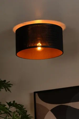 Di Tendenza Plafoniera Tagalog di rattan, nero/naturale