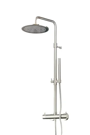 Acquista Ora Mechanical shower column, round model, brushed steel color Pollini Jessy 40P10264B0NS
