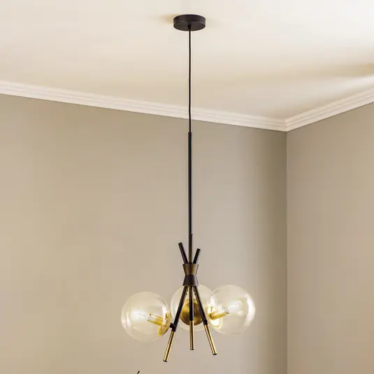 Lucande Sotiana lampada a sospensione a 3 luci, rotonda, ottone Miglior Prezzo