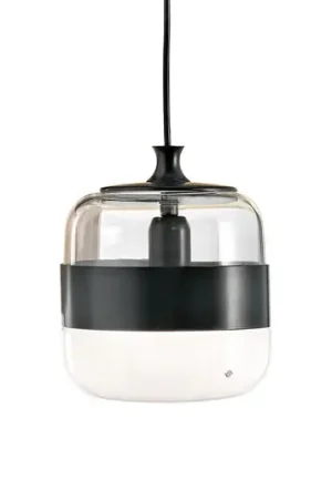Lampada sospensione Futura, vetro nero/bianco 20cm Subito Disponibile
