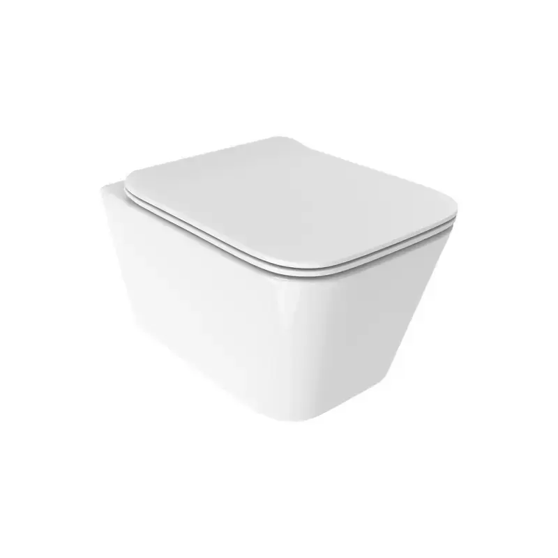 Prezzo Scontato Wall-hung toilet in glossy white with SoftClose toilet seat Ercos Wave KITBCWAVLVASO0004