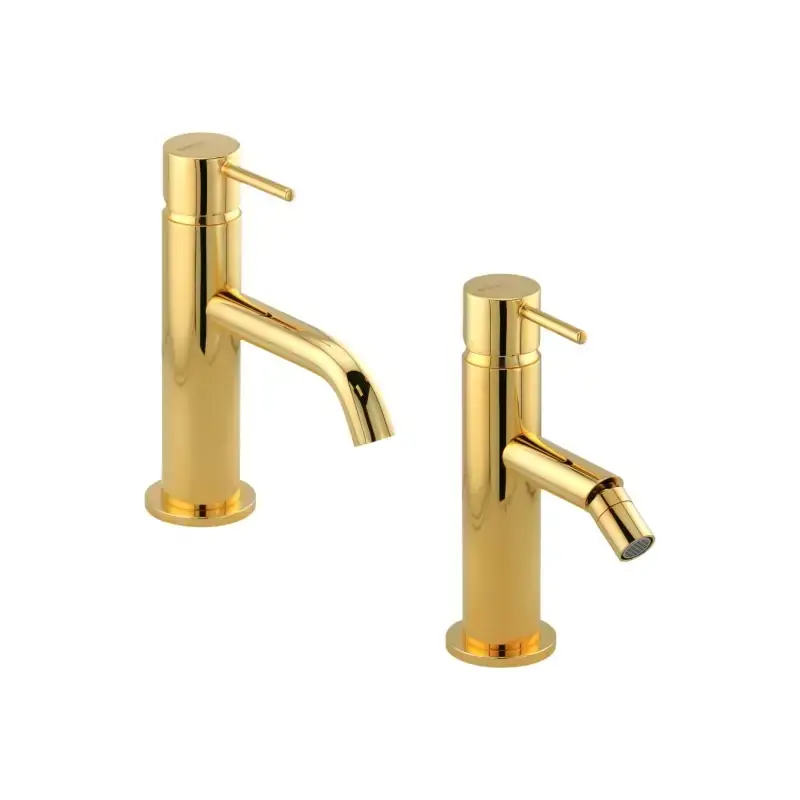 A Buon Prezzo Set of basin and bidet mixers in gold color Gattoni Easy KITEASYDO1