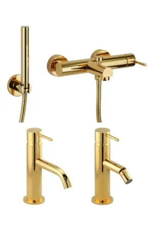 Washbasin mixer set, bidet mixer and bathtub kit in gold color Gattoni Easy KITEASYDO7 Promozione Esclusiva