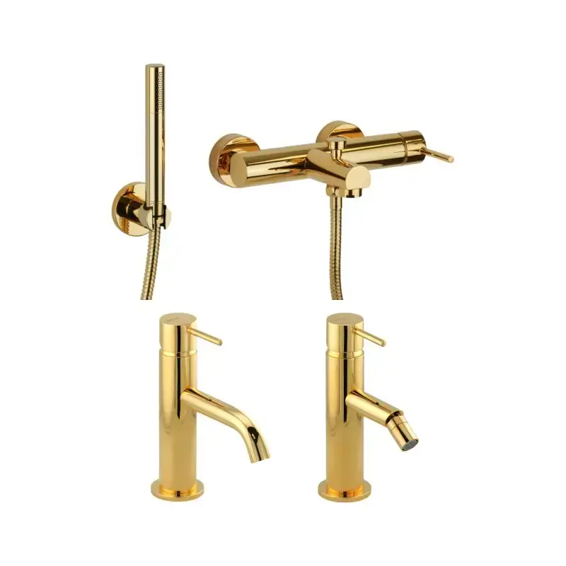 Washbasin mixer set, bidet mixer and bathtub kit in gold color Gattoni Easy KITEASYDO7 Promozione Esclusiva