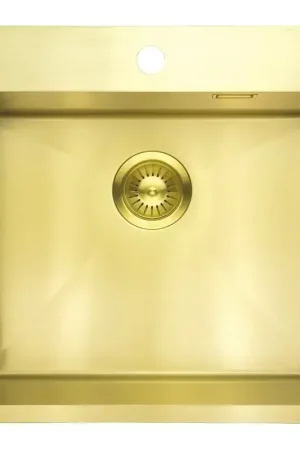 550 x 505 stainless steel kitchen sink in brushed gold Deante OLFATO ZPO_R10B Saldi