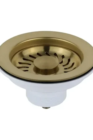 Universal basket drain for kitchen sink Ø 114 mm gold PVD colour L.B. Plast Fasolo 550-46-RFSS-KOL Offerta Del Giorno