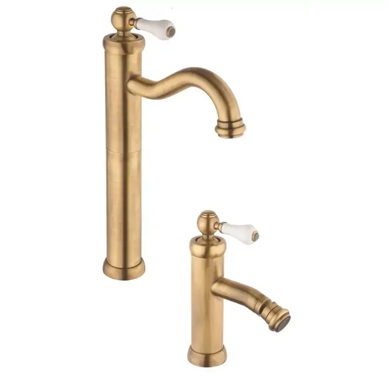 Retro style bronze colored basin and bidet tap set Piralla Como KITCOMOOF2 Occasione Imperdibile