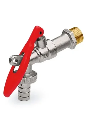 1/2" connection ball valve with red drawn "padlock" lever and hose connection APM 2080 015 Soddisfatti O Rimborsati