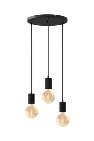 Calex Retro a sospensione, tonda, 3 luci, nero Offerta Del Giorno