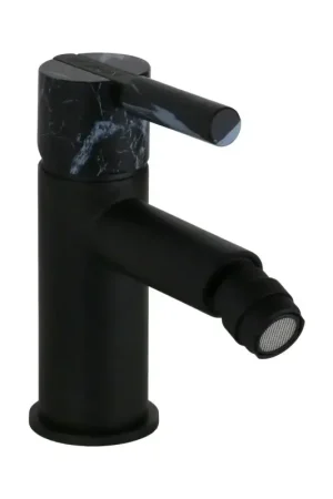 Bidet mixer in matt black color with white stone handle FP Pattaroni UNIC° U-BIDET-BLKMRB05 Promozione Esclusiva
