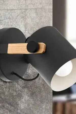 Applique Hornwood con dettaglio legno, nero Pagamento Sicuro