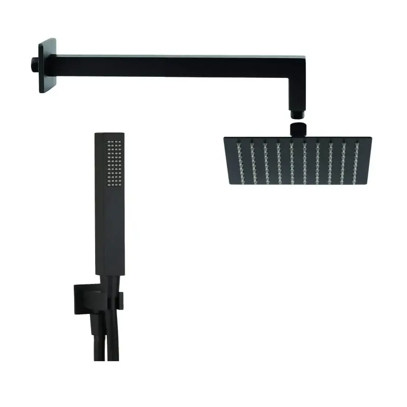 Shower set complete with arm and shower head in matt black KITECMSPH1NO Miglior Prezzo