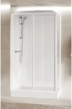 Compra Adesso Shower cabin 120 x 80 with 1 sliding door and 1 fixed in line opening Novellini Media Glass 2P MEG2P120MF-1AA