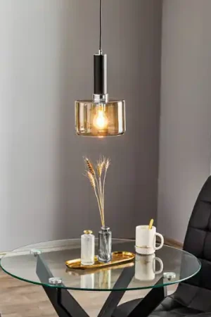 Lampada a sospensione Viva, fumo/nero/cromo, a 1 luce Promo Stagionale