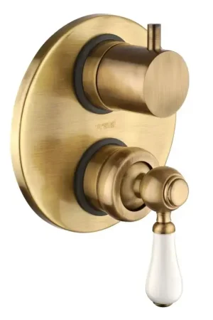 Built-in shower mixer with diverter in antique bronze color and white handle Piralla Rubinetterie COMO 0TOF3400A21 A Buon Prezzo