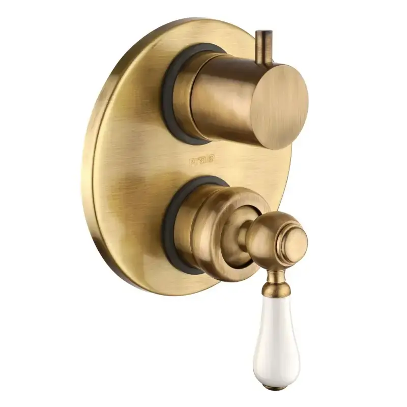 Built-in shower mixer with diverter in antique bronze color and white handle Piralla Rubinetterie COMO 0TOF3400A21 A Buon Prezzo