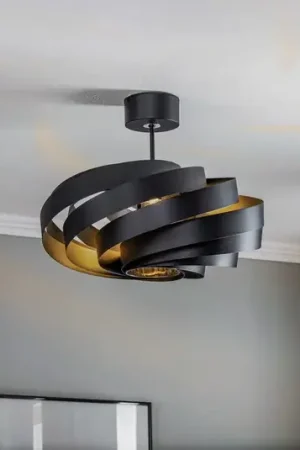 Plafoniera Vento, nera, Ø 50 cm, metallo, E27 Consegna Rapida