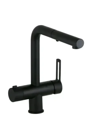 3-way kitchen sink mixer in matt black with extractable 2-jet hand shower Paffoni Ringo RIN295NO-MET Vendita Finale