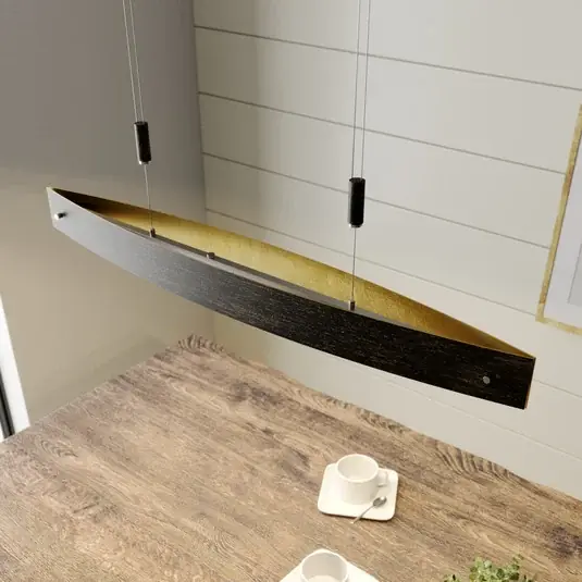 Lampada a sospensione LED Lio, nera e oro Solo Oggi