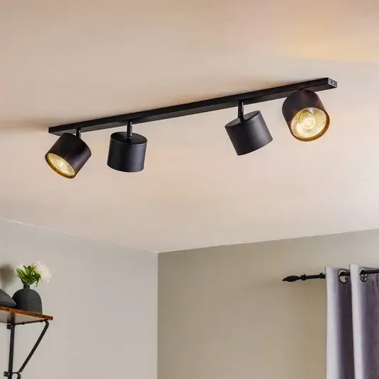 Faretto da soffitto Bot, nero, 4 luci Spedito Oggi