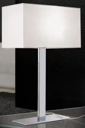 Popolare Lampada da tavolo Grigor con paralume lino bianco